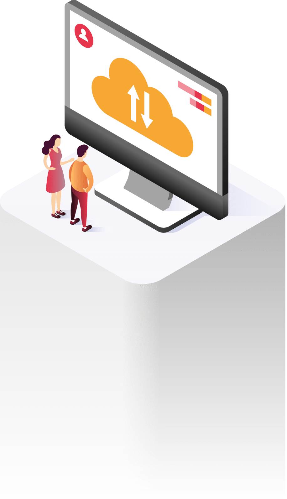 Illustration digitaler E-Commerce-Prozesse mit Onlinehandel und Versand
